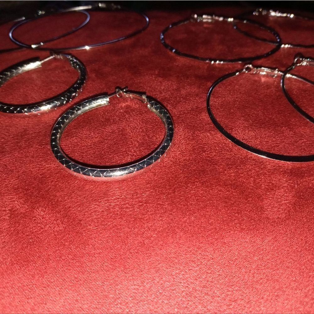 Cubic zirconia golf Or Silver Pair Of hoops - Picture 8 of 10